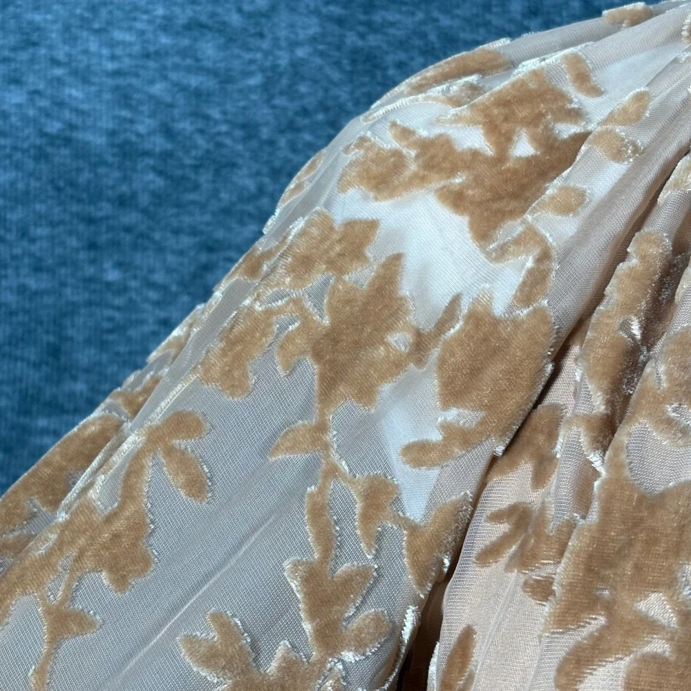 Parker Womens Textured Cutout Front Mini Dress Brown Sugar Floral Burnout Size 6 - Picture 6 of 13